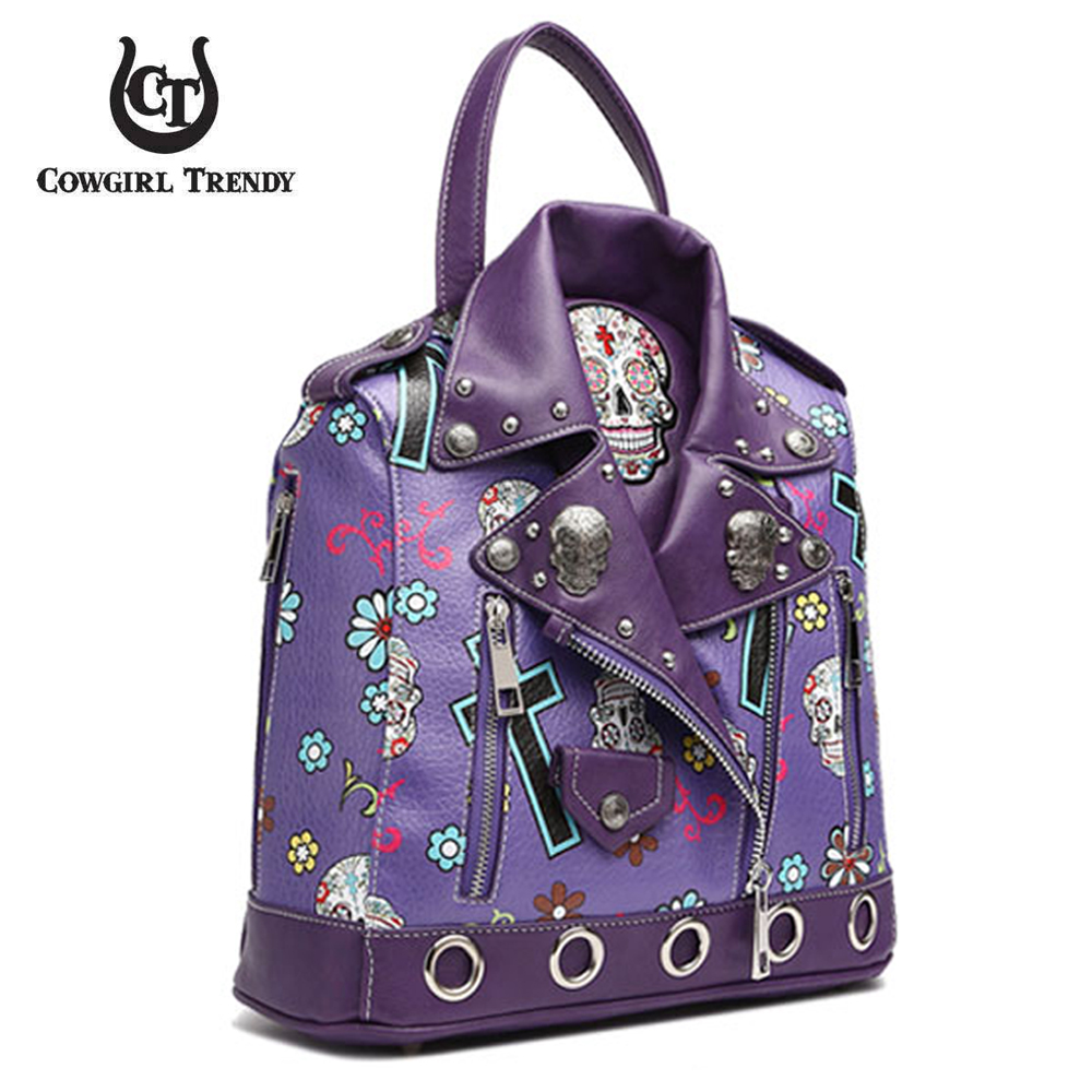 Purple 'Skull & Cross' Biker Jacket Handbag - SKUM 5386 - Click Image to Close